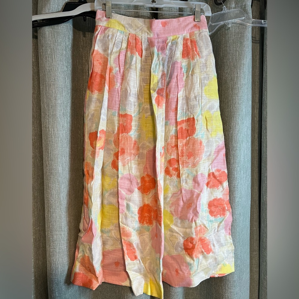 Gorgeous Vintage Floral ankle skirt Sallie Russ zip closure with pockets